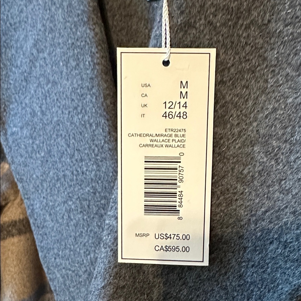 Elie Tahari blue Wallace plaid coat, size medium - Picture 8 of 10